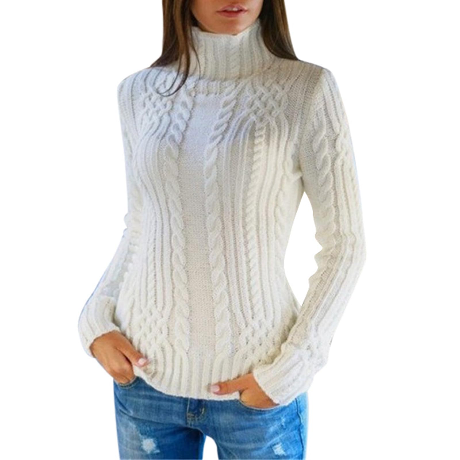 Sweaters for Women Long Sleeve Turtleneck Slim Fit Pullover Sweater Fall and Winter Warm Knit Business Casual Soft