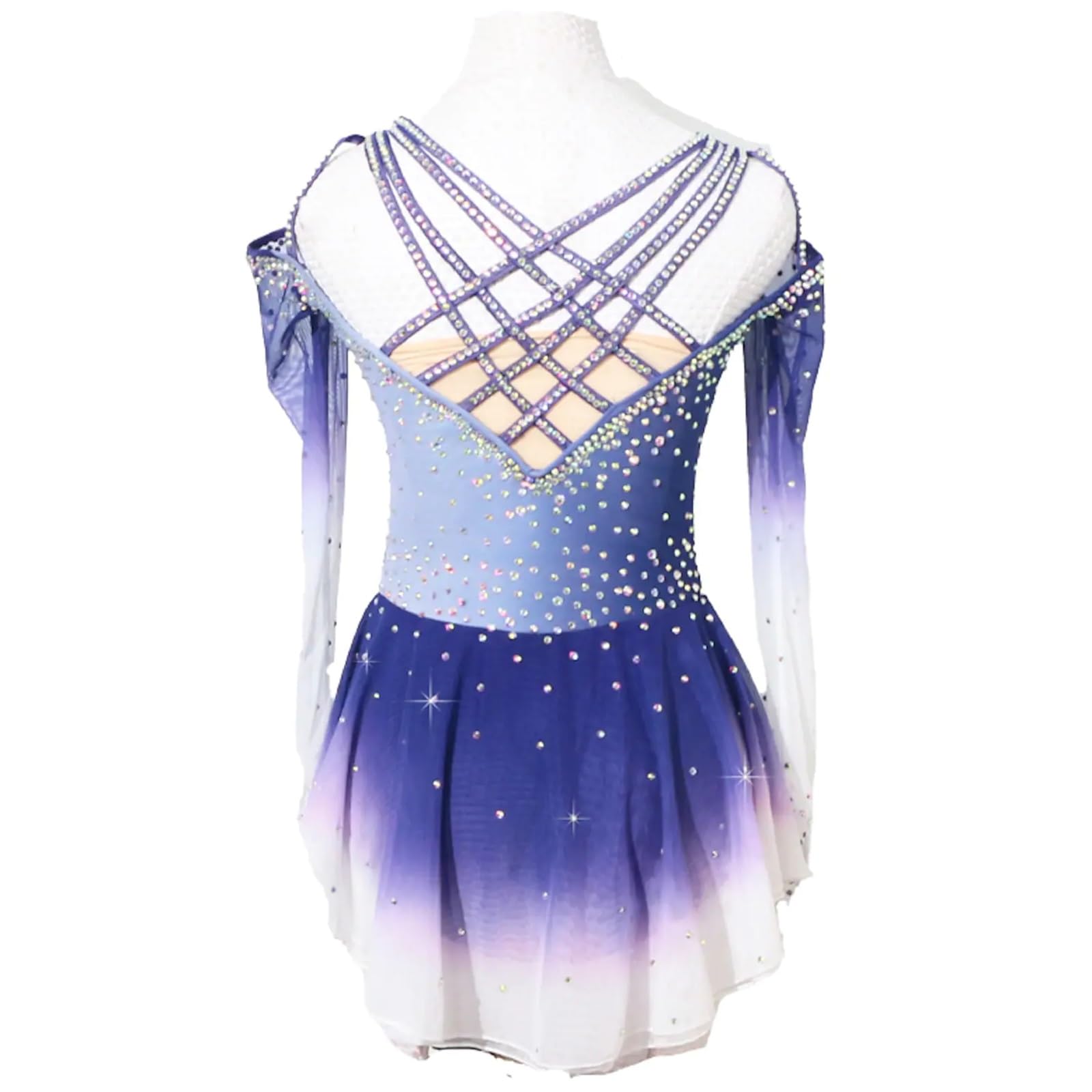 Dziewczęce Kobiety Łyżwiarstwo Figurowe Sukienka Elastan Rhinestone Ręcznie Robione Stroje Treningowe Kostiumy Sceniczne