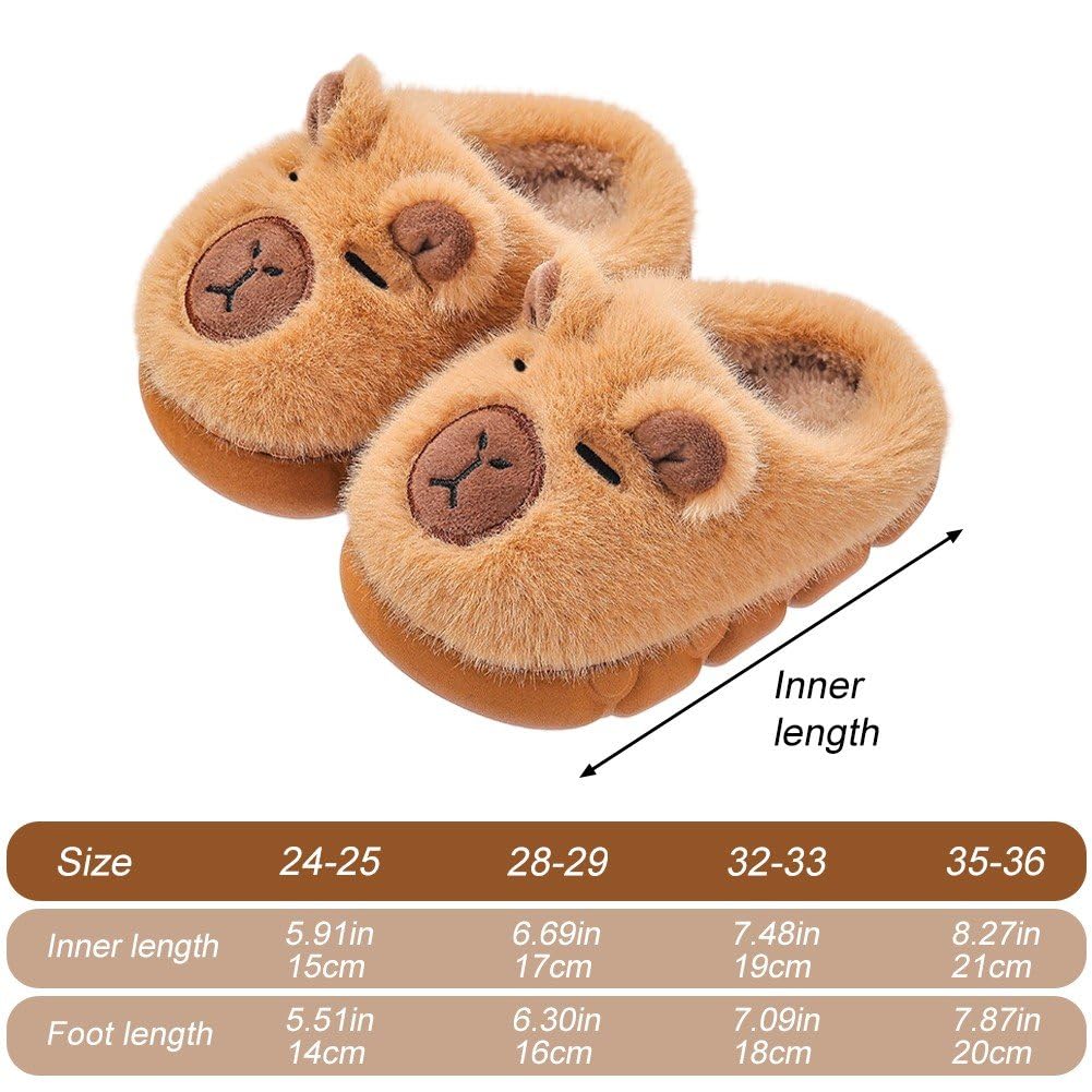 Pantoufles Capybara Mignonnes pour Enfants, Chaudes Moelleuses, pour l'hiver. Pantoufles Antidérapantes À Motif Dessin Animé, Idéales pour Maison, pour Garçons Filles.