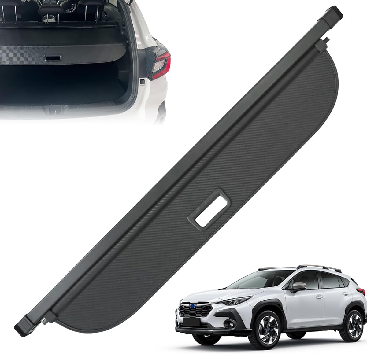 Trunk Cargo Cover for Subaru Crosstrek 2024-2025 2026, with Carbon Fiber Texture Ends, Anti - Peeping Retractable Security Shade for Privacy, Crosstrek Accessories