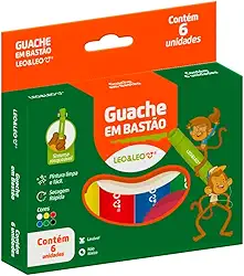 GUACHE EM BASTÃO - CAIXA C/ 6 CORES LEO&LEO