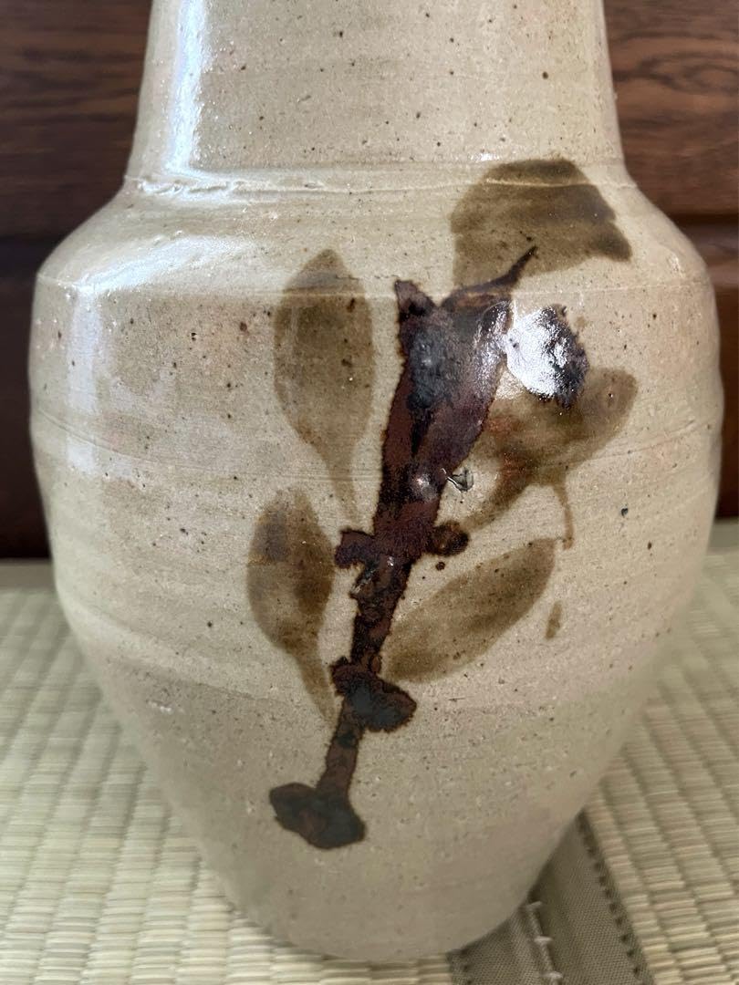 浜田庄司(濱田庄司) 鐵絵花瓶 28.5cm 共箱 益子焼 人間国宝 鉄絵