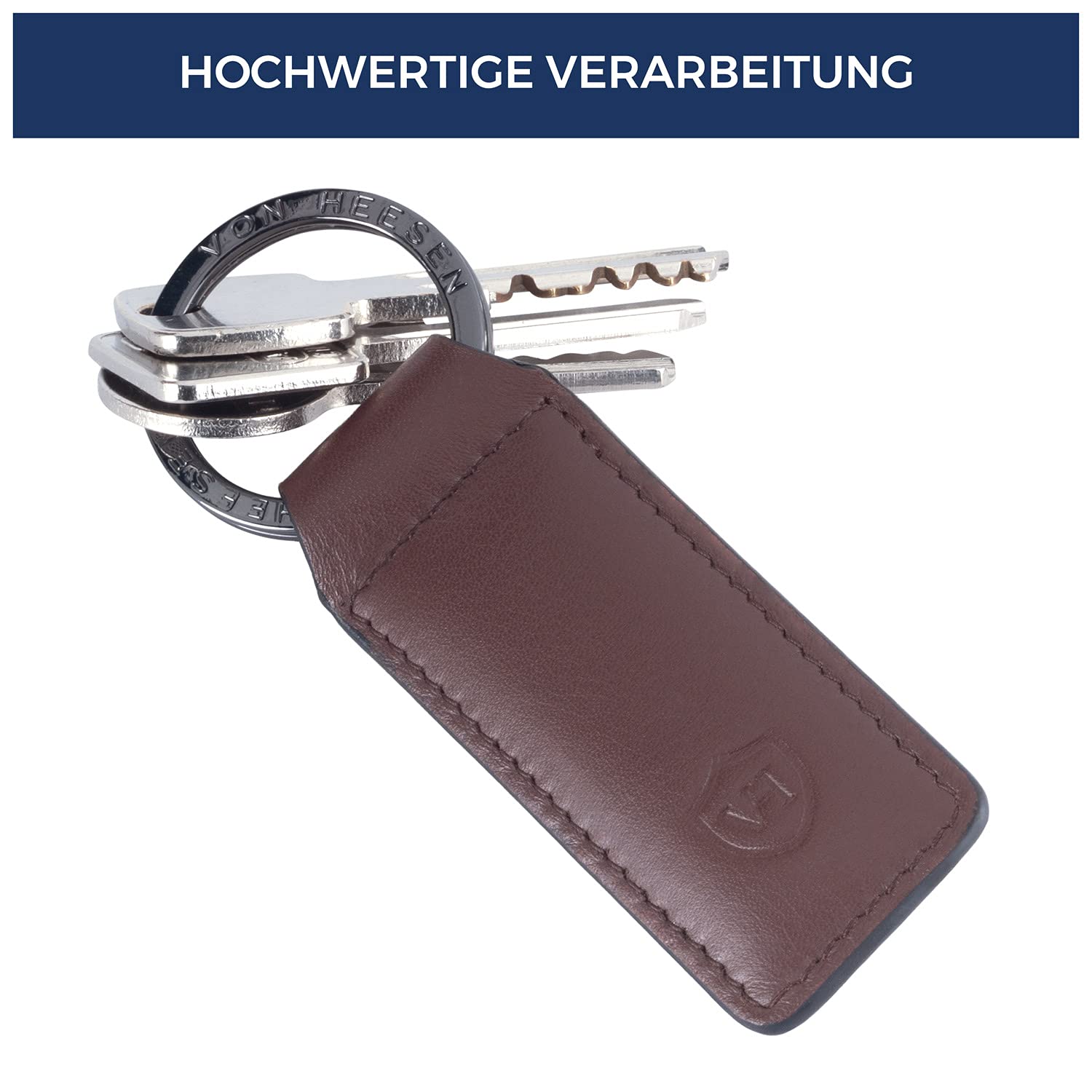 VON HEESEN® Porte-clés en cuir. - Marron - Taille Unique