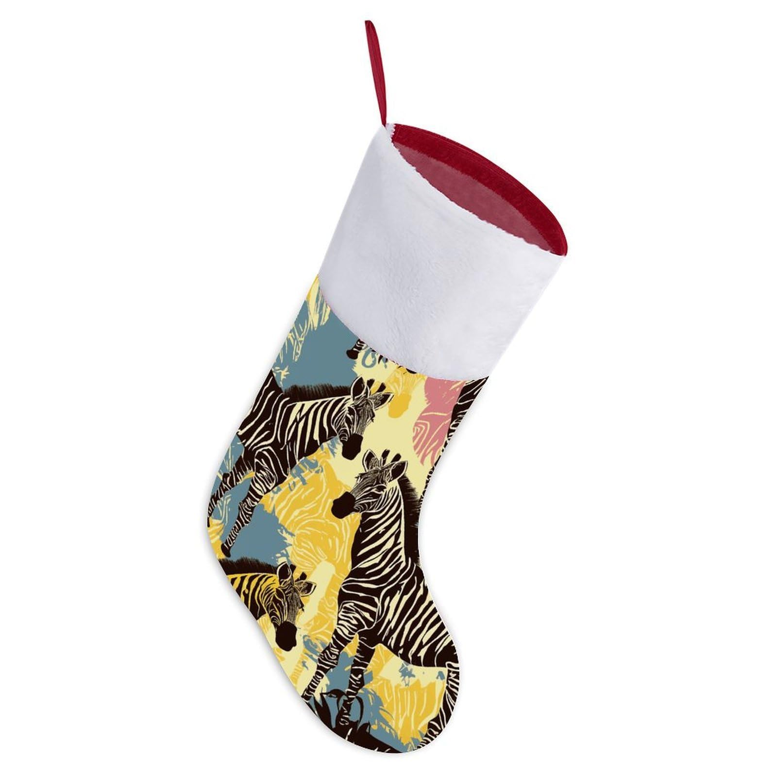 Giraffe and Zebra Christmas Stocking Comfortable Super Soft Plush Cuff Christma Stocking Xmas Eve Party Fireplace Tree Gift Decoration Socks for Family Holiday Party Gifts