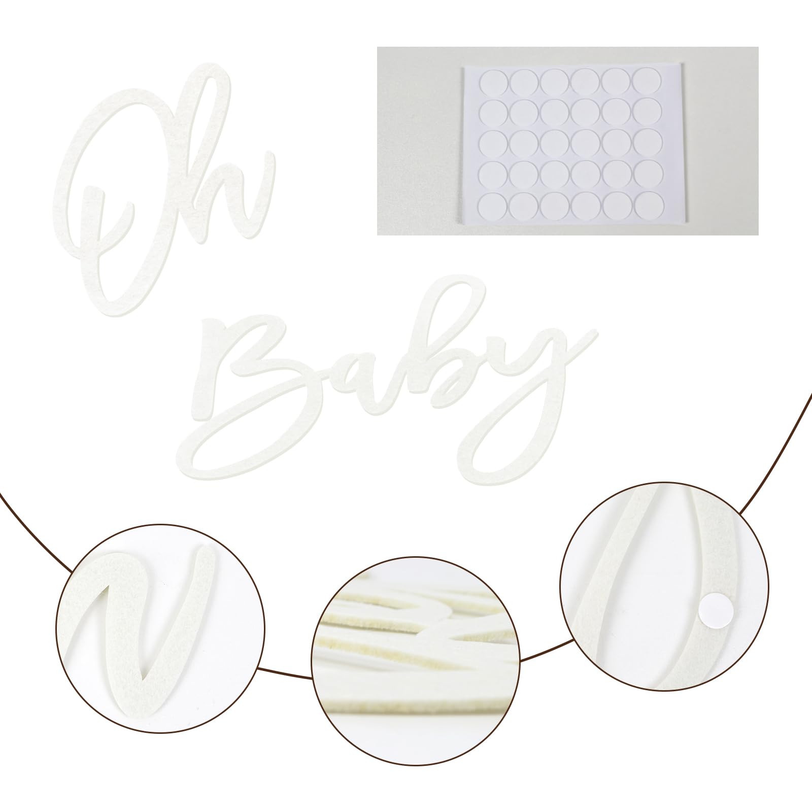Oh Boy Schild Aus Filz Für Babyparty - 30 X 45 Cm, Weiß, Foto-Hintergrund Deko