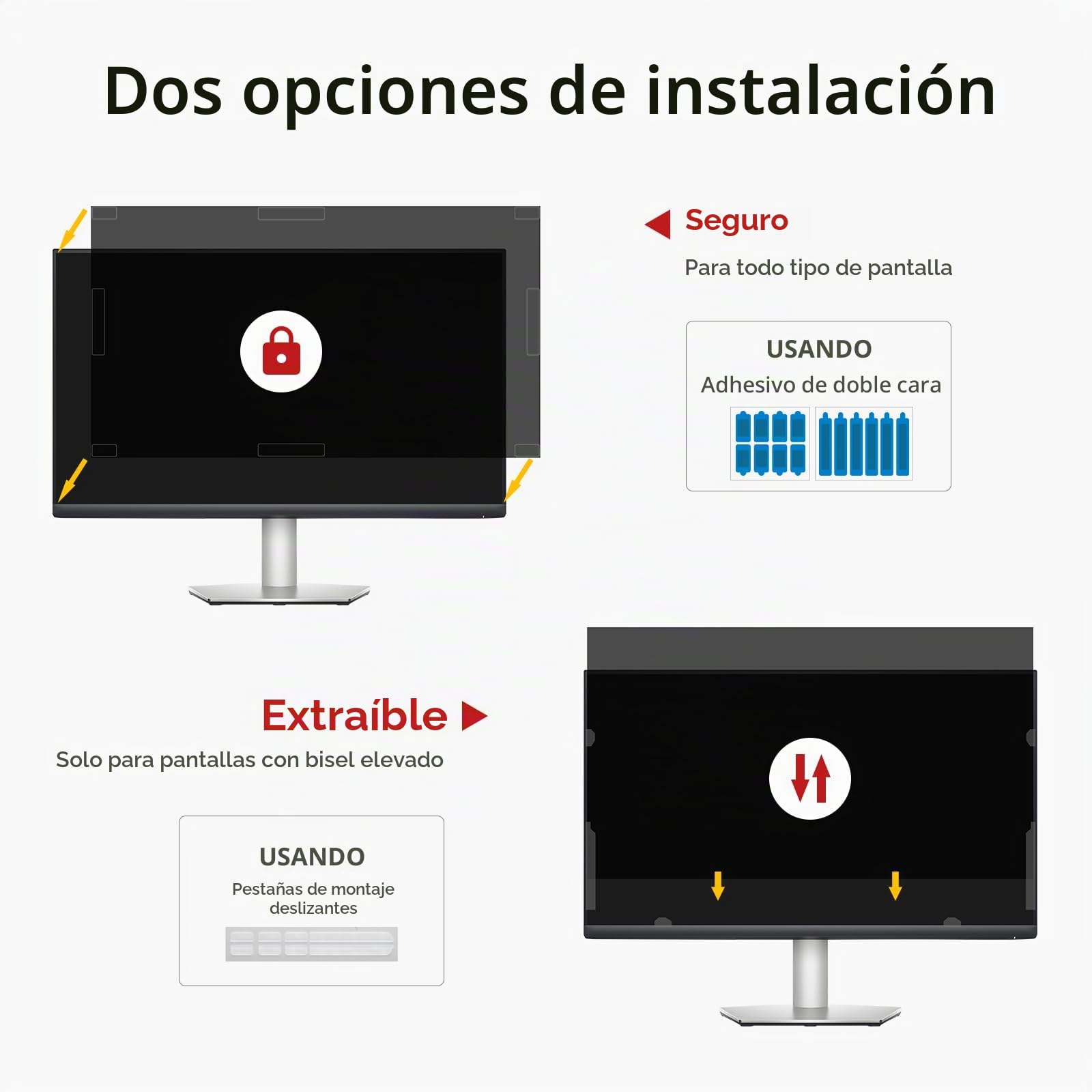 BERSEM Filtro de pantalla de privacidad extraíble de 24 pulgadas para monitor de relación 16:9, antiespía, antirreflejos, antiarañazos, bloqueo UV
