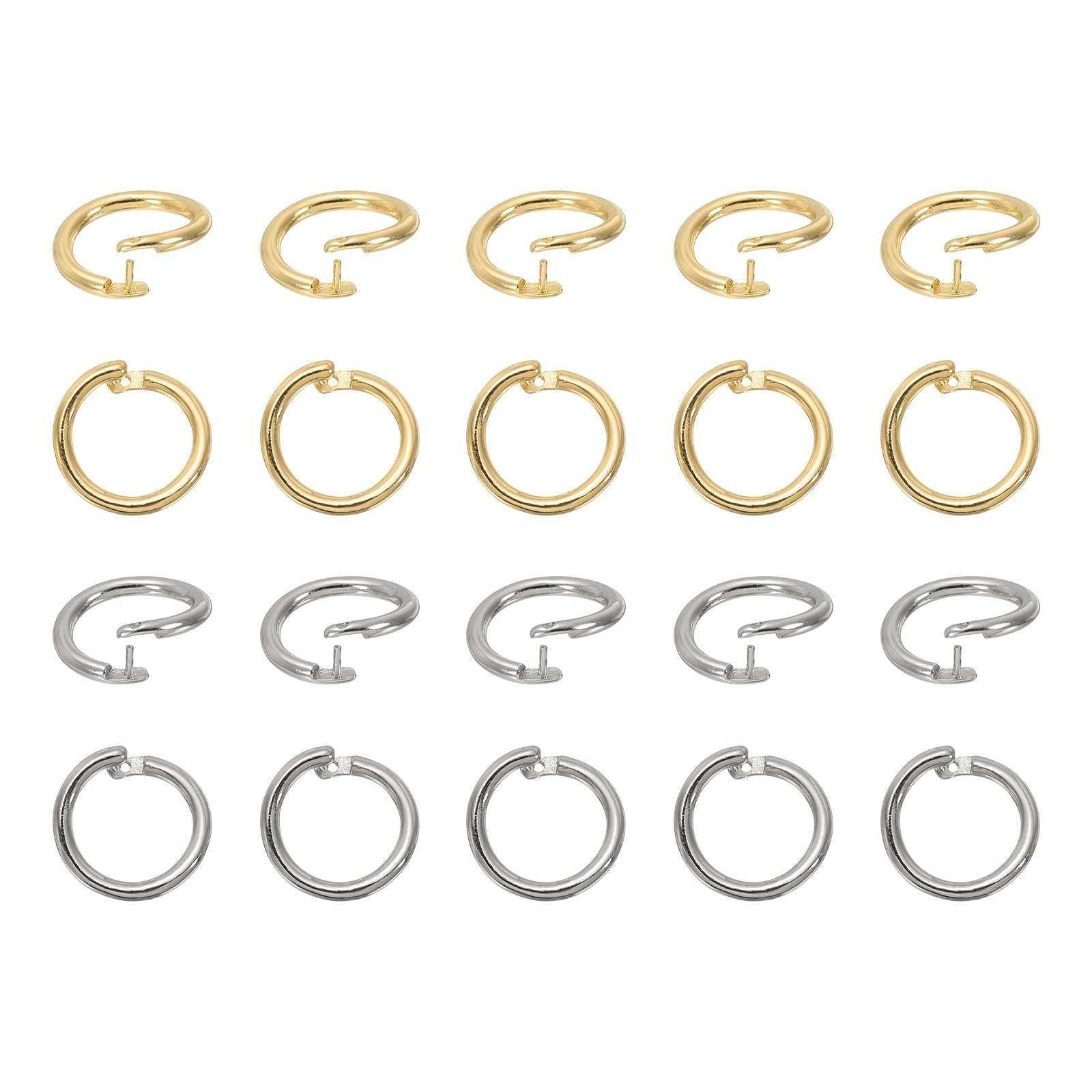 sourcing map 20Pcs Locking Jump Rings 12mm Twist Clasp White Gold/18k Gold