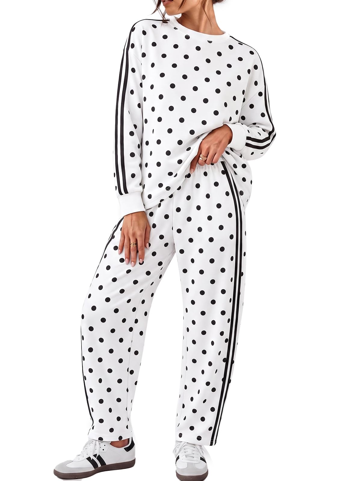 Yousify Women's 2 Piece Outfits Side Stripe Tracksuit Fall Matching Sets