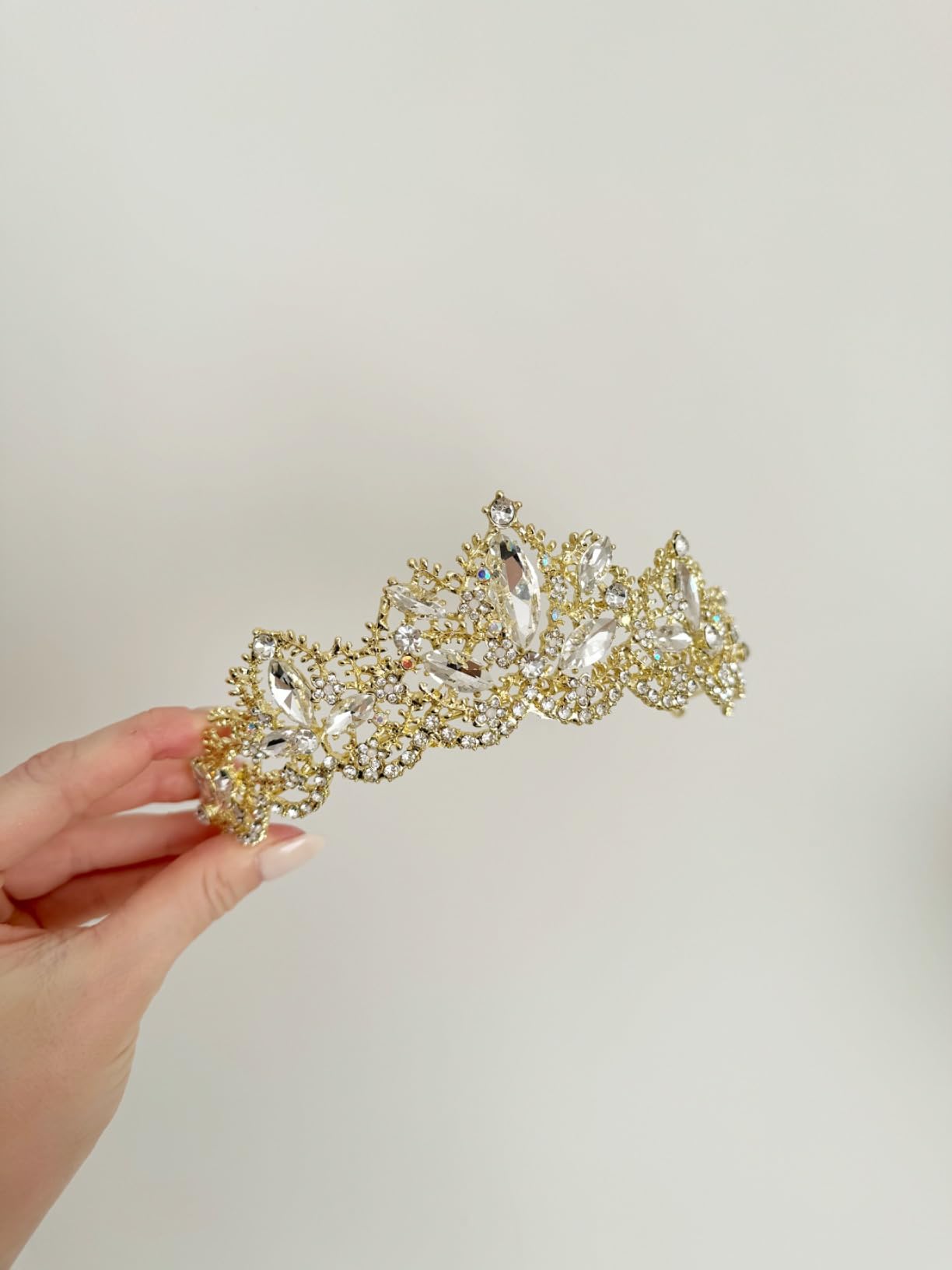 Exacoo Gold Tiara Wedding Tiaras and Crowns for Women,Rhinestone Queen Women Princess Crown Birthday Headbands Prom Bridal Party Halloween Costume