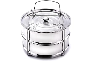 Stackable 6 Qt Instant Pot Insert with 2 Silicone Handles, Interchangeable Lids,...