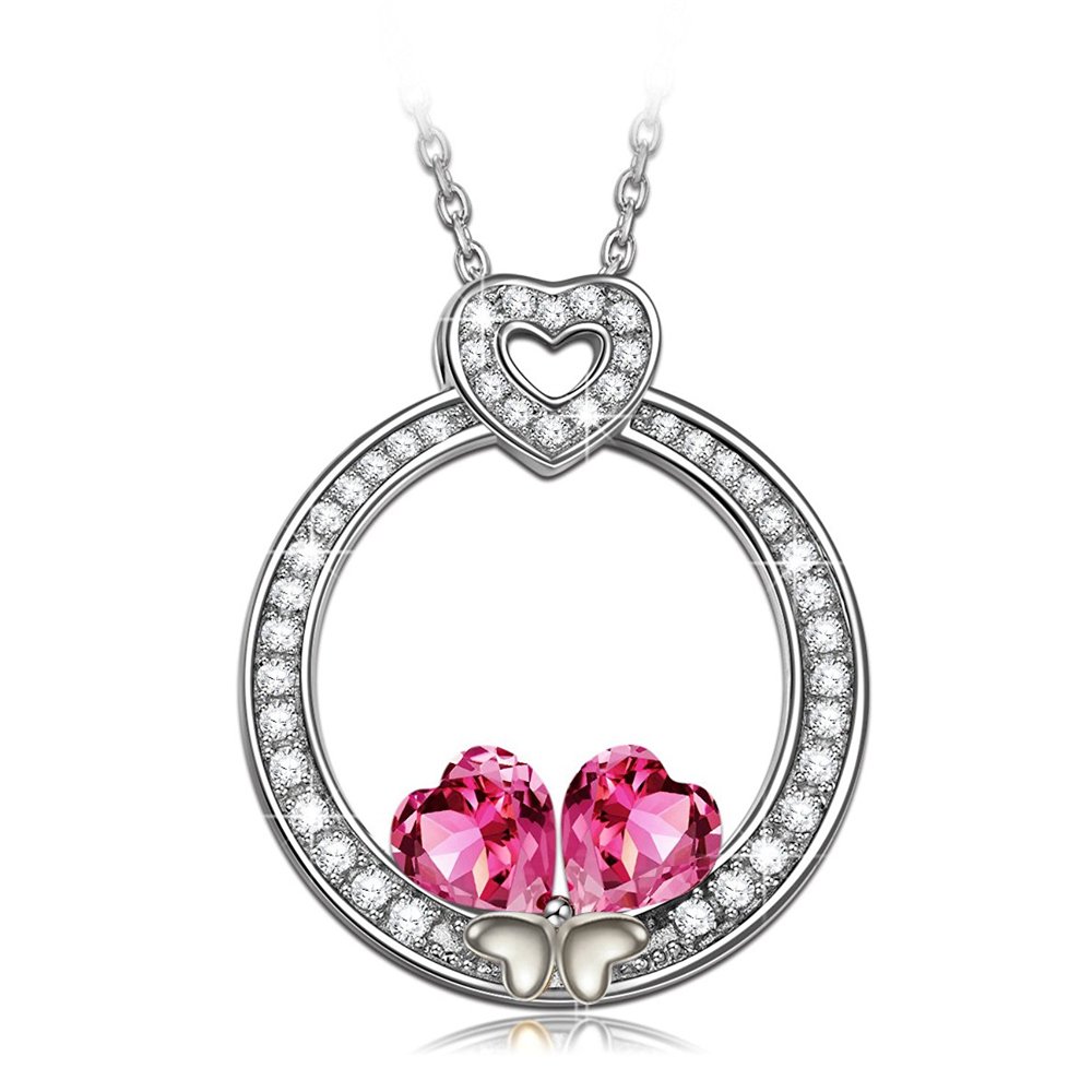 Shimmer Divine Crystal Elements Limited Edition Sparkling Colors Splendid Love Heart Design Platinum Plated Pendant For Women/Girls