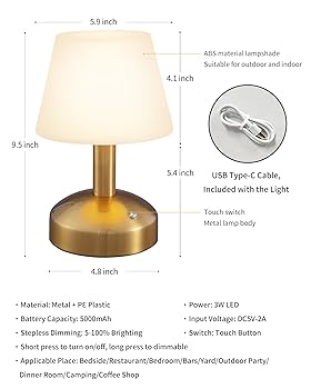 Amazon.co.jp : KDG モダン コードレス 小型 テーブルランプ 2個