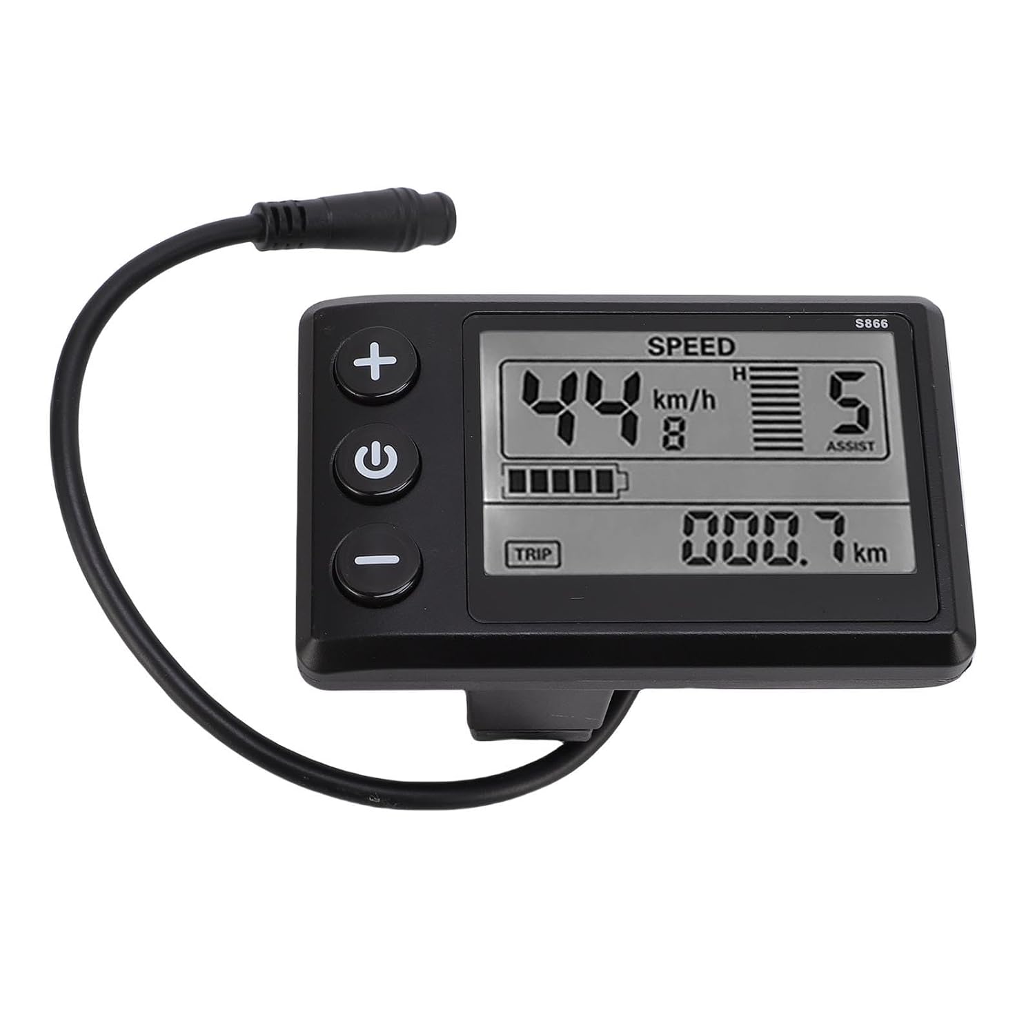 Buachois Electric Bike LCD Display, S866 Display Panel with 6 Pin Connector for Electric Scooter Bicycle Cycling Accessories