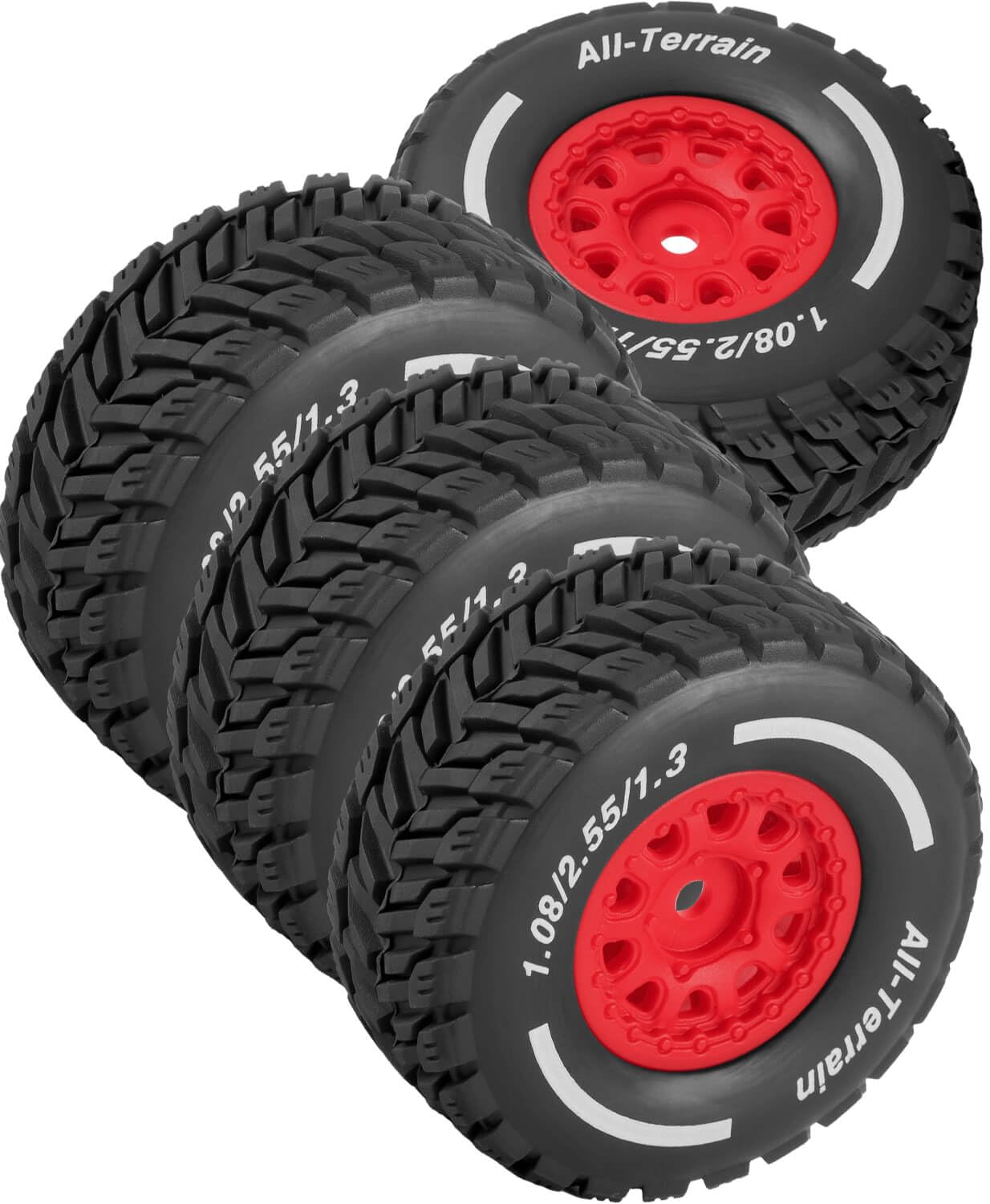 BRCatWPark Wheel Tires for 1/14 Mojave Grom,RC Front Rear Tires Wheel,Red