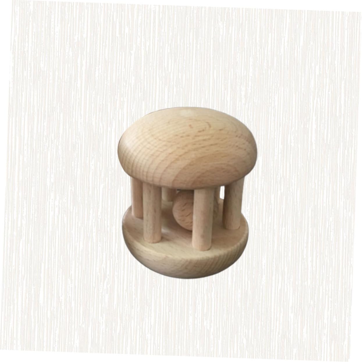 HANABASS Solid Color Wooden Hand Rattle for Boy Girl Safe Handbell with Wooden Ball Engaging Enhance Grip Skills Parent Bonding for Newborns