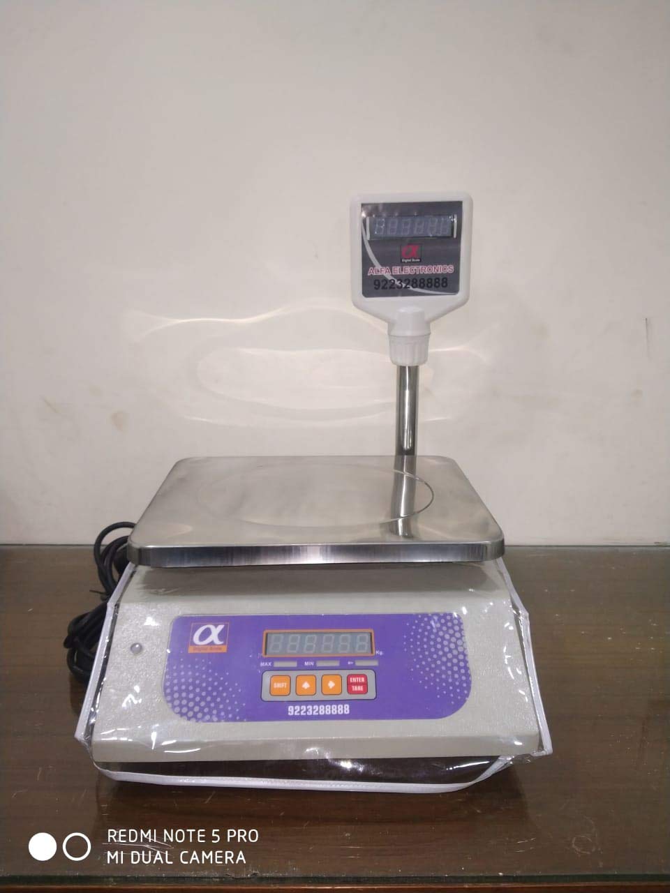 Alfa Digital Scale Digital Table Top Weighing Scale with Pole Display Pan for Ret ail Shops and Commercial Purposes (10x12 inches,) (30, Stainless Steel)