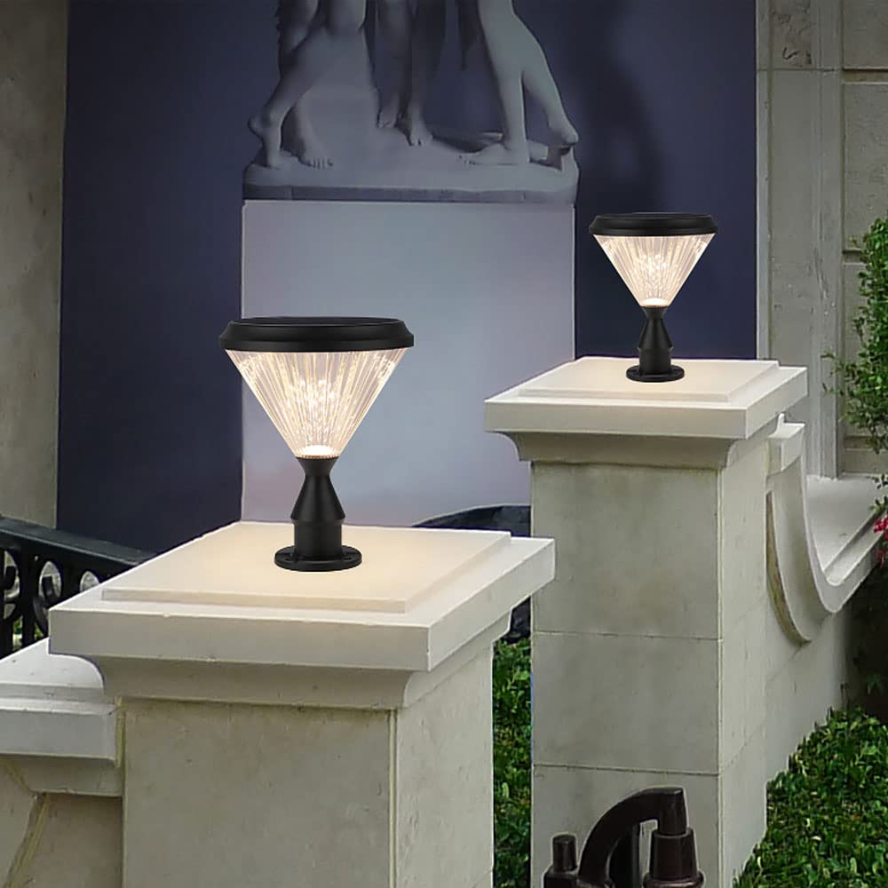 Solarna zewnętrzna lampa słupkowa, aluminiowy korpus z kloszem PC, wodoodporna lampa kolumnowa LED do podjazdu do bramy ogrodowej, automatyczne włączanie/wyłączanie od zmierzchu do świtu