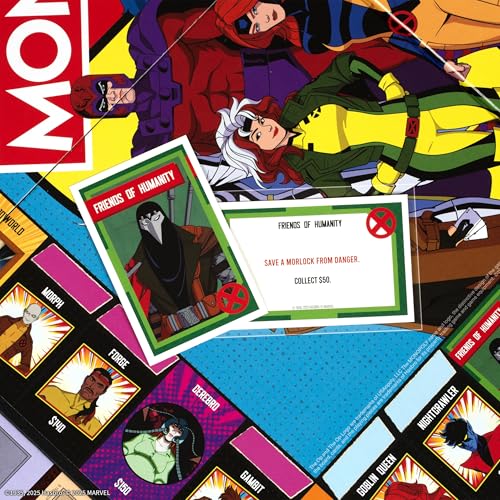 Image of Monopoly: X-Men '97 Edition Board Game, Buy, Sell, Trade Iconic Mutants Like Wolverine, Magneto, Rogue & More, Featuring 6 Custom X-Men Themed Tokens, Officially Licensed Merchandise and Collectible