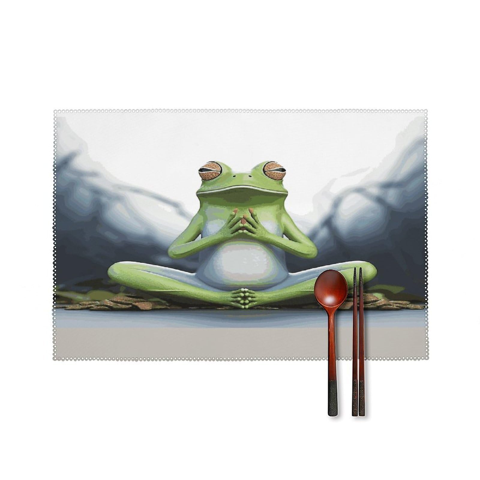 Fekiloot Style Funny Yoga Frog Placemats Set Of 6,Table Mat