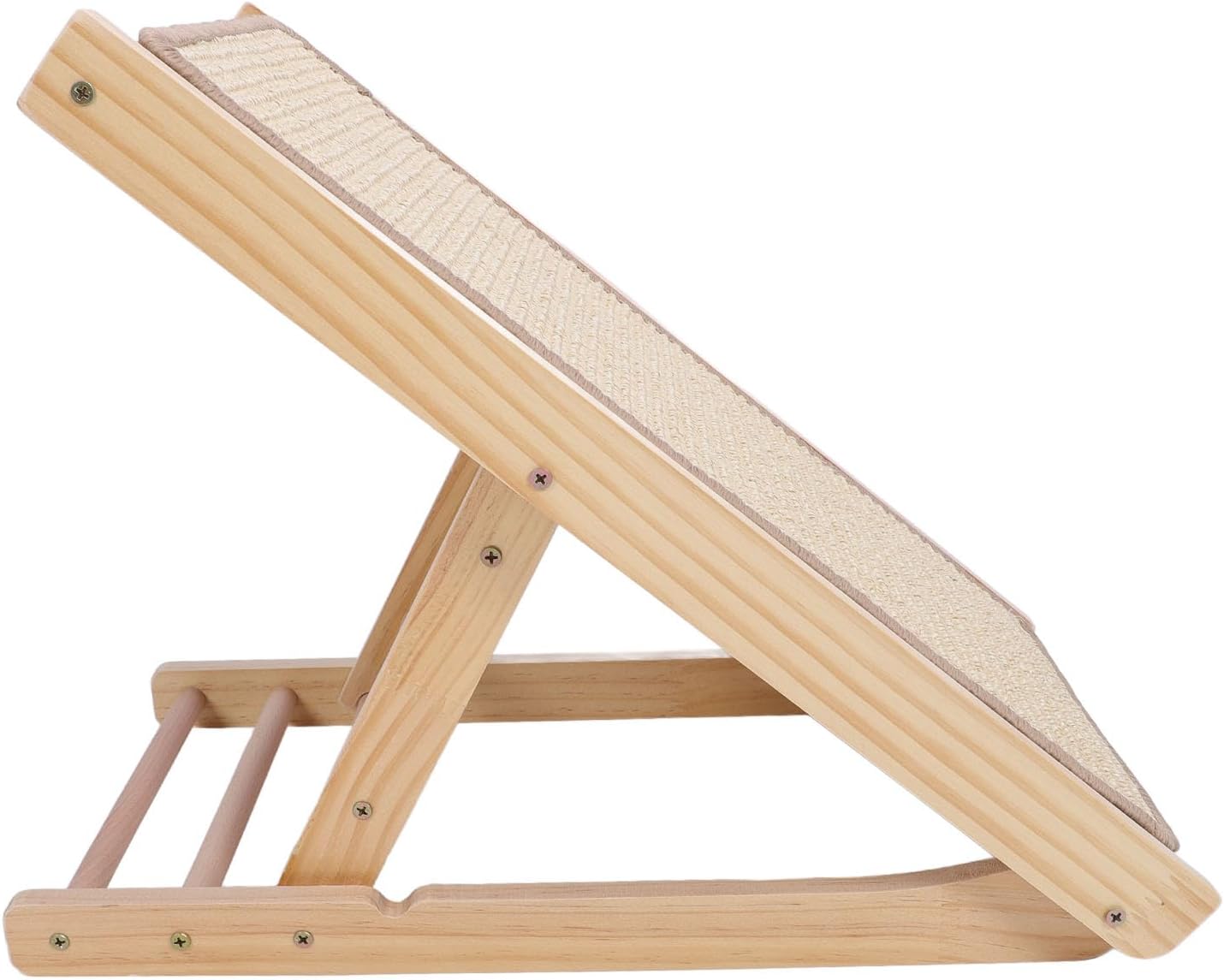 Sisal Cat Scratching Ramp, Vertical Cat Scratcher with Adjustable Height, Wall - Mounted Cat Scratching Board Made of Pine Wood for Claw Grinding and Furniture Protection