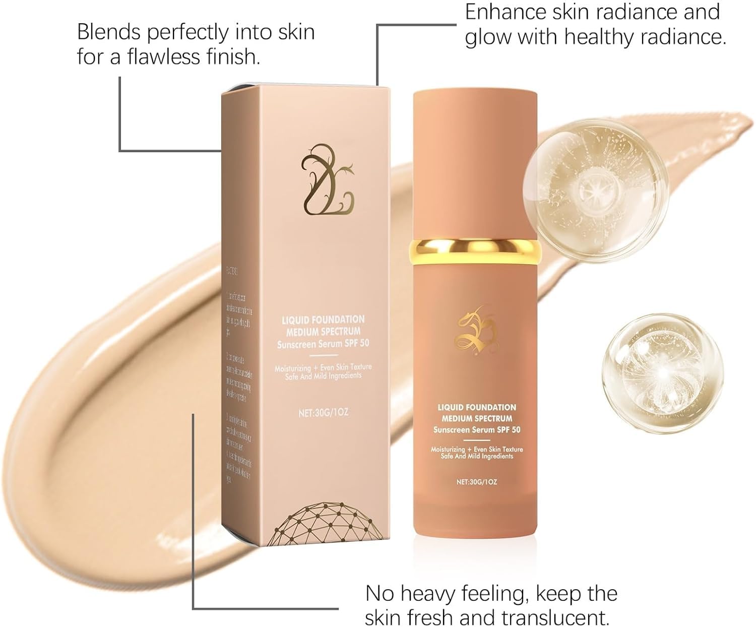 Infinite Love Maquillaje,Base De Maquillaje Que Cambia De Color SPF 50,Base Maquillaje Coreana,Base Maquillaje Antiedad,Duradera Para Corrector Antiedad Hidratante (2PCS) — view 3
