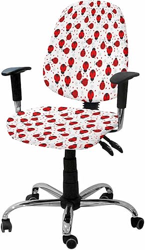 Miniatura 1 de ALAGEO Funda para silla de oficina, diseño de mariquita roja, funda para silla de computadora, en forma de corazón, protectora y elástica, fundas