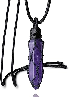 MAIBAOTA Crystal Necklace for Men Women Adjustable Rope Energy Healing Stone Point Pendant Necklace Natural Reiki Hexagona...