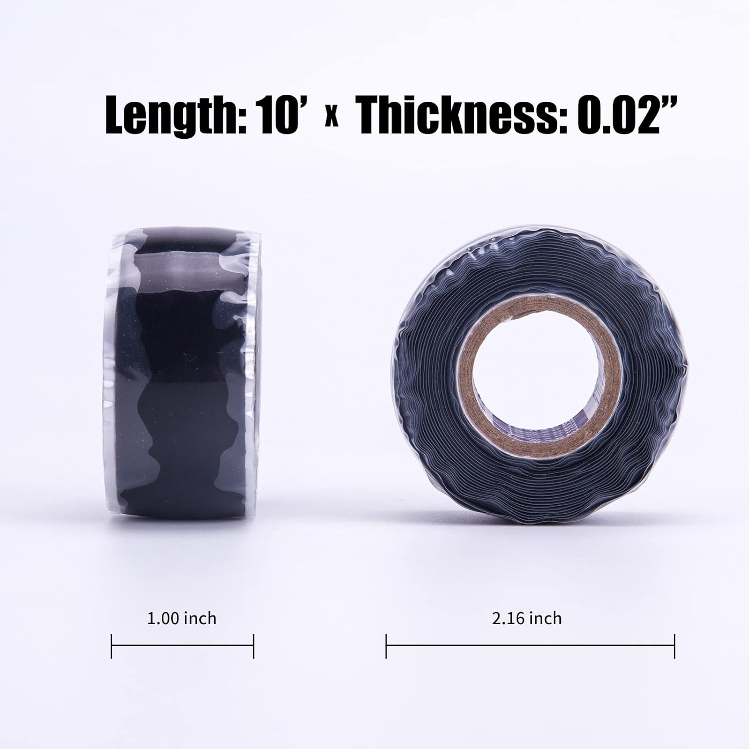 Self Fusing Silicone Tape Leak Seal - 1 In 10 Ft Black No Adhesive Waterproof Silicon Rubber Self Amalgamating Tape for Hose Repair/Pipe Leak Sealing/Electrical Insulating (Pack of 1 Roll)