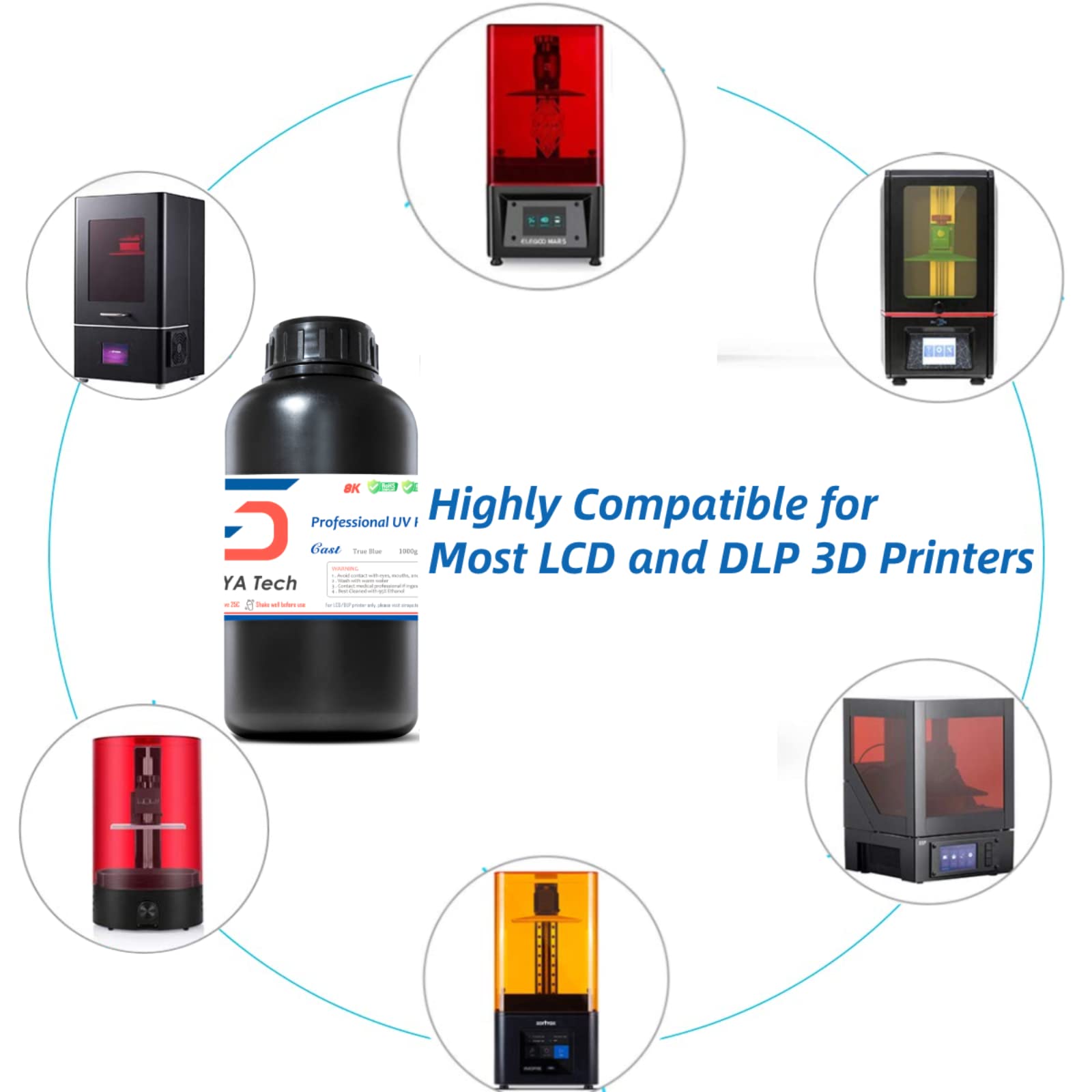 Siraya Tech Cast 3D Printer Resin Easier to Burn and Print Clean Burnout Great Smooth Surface High Resolution Castable 405nm UV-Curing Resin for Thicker Designs and Metal Parts True Blue 1kg product thumbnail 8
