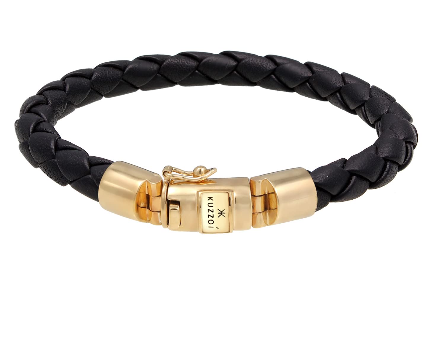 Kuzzoi Herren Lederarmband in Echtleder schwarz geflochten Armband