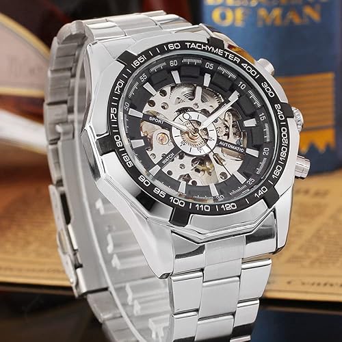 Miniatura 2 de FORSINING Reloj de pulsera automático impermeable para hombre con pulsera de acero inoxidable