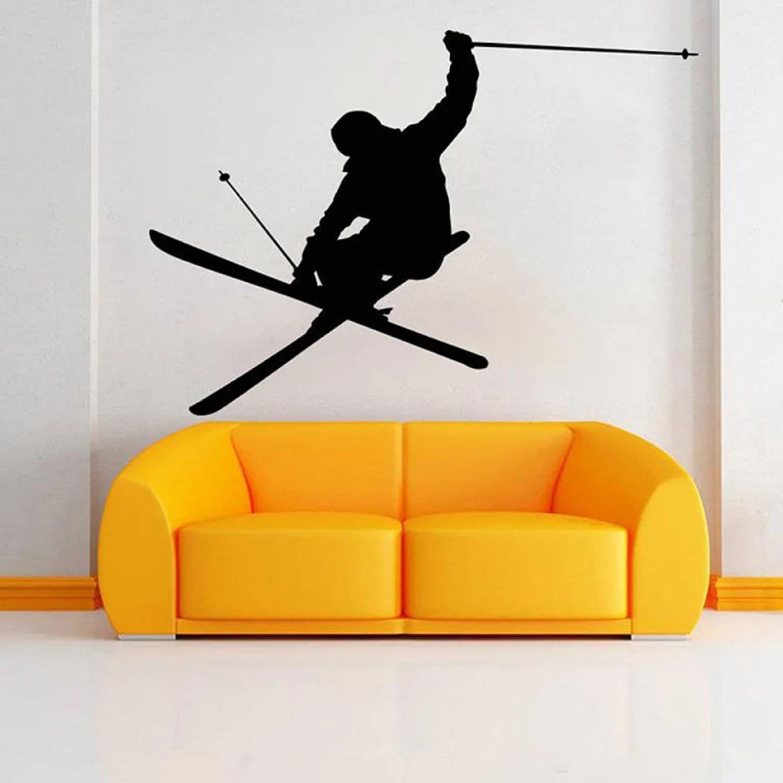 WEIMEIJIE Ski wall Stickers, Skier Art Stickers, ski Jumps, Freestyle Sports wall, Window, Bedroom wall Decorations