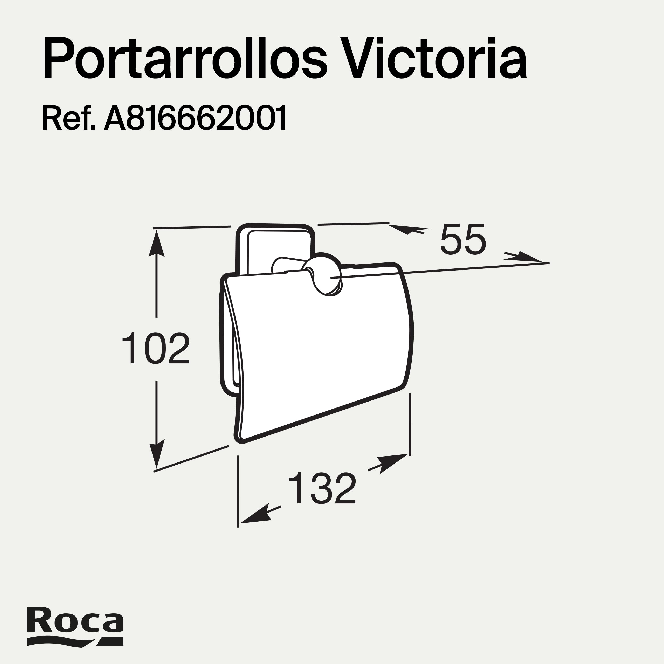Roca,Victoria,Portarrollo con tapa (Posibilidad de instalación mediante tornillería o adhesivo),A816662001