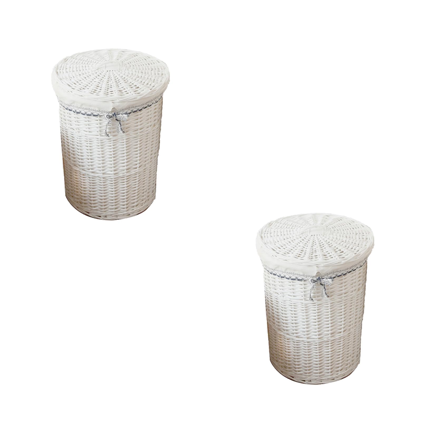 Willow Woven Dirty Laundry Basket, Children's Toy Storage Basket, Dirty Laundry Storage Basket with Lid, Family Bedroom Laundry Basket