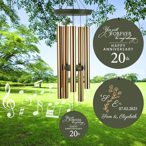 Image of ASTARIN 20th Tree of Life Wind Chimes, Personalized Wind Chimes for Cople Women Men, Couple Gifts for Keepsake, Deep Tone Windchime Romantic Gift