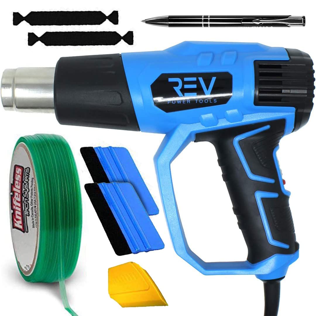 VViViD Vinyl Wrapping Kit - Blaze Turbo Heat Gun, Air-Release Pen, Knifeless Tape, x2 Blue Squeegee, Yellow Detailer and x2 Felt Tips - N1