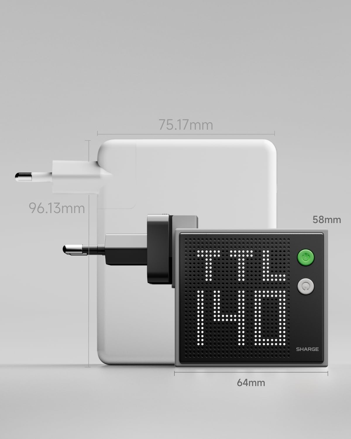 sharge Pixel 140 Laptop Ladegerät, 140W Max USB-C Ladegerät mit Smart Pixel Display, Mehrfach-Stromversorgung PD 3.1 Power Adapter für MacBook Air, Galaxy S25 S24, iPhone 17 16 15 Pro Max, iPad