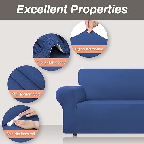 Miniatura 3 de Funda elástica de elastano para sofá, suave y lavable de 1 pieza, para 2 cojines, con protector elástico de muebles para mascotas, niños (tamaño
