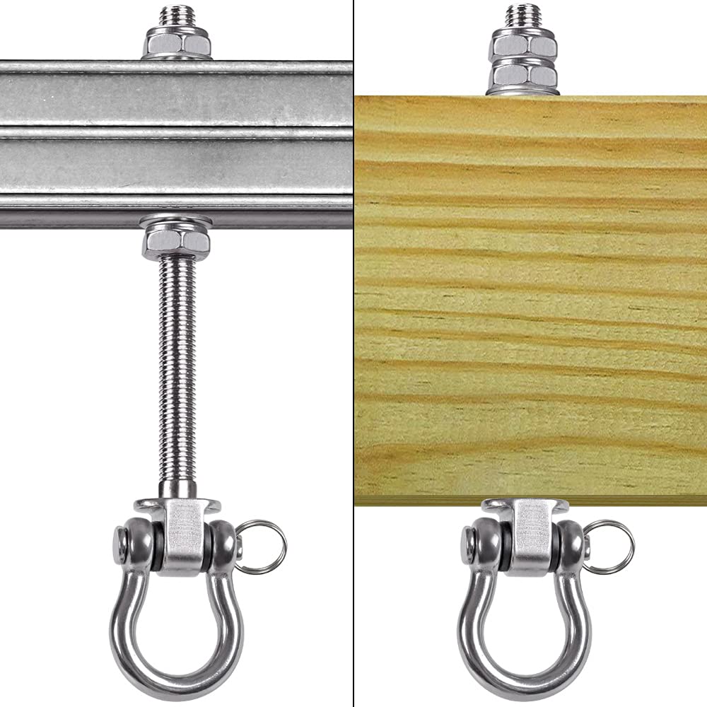 SELEWARE Lot de 6 Support de balançoire Robuste, 235 mm, Crochets de balançoire pour Chaise de hamac de Yoga à Poutre en Bois et en Acier, Sac de Frappe