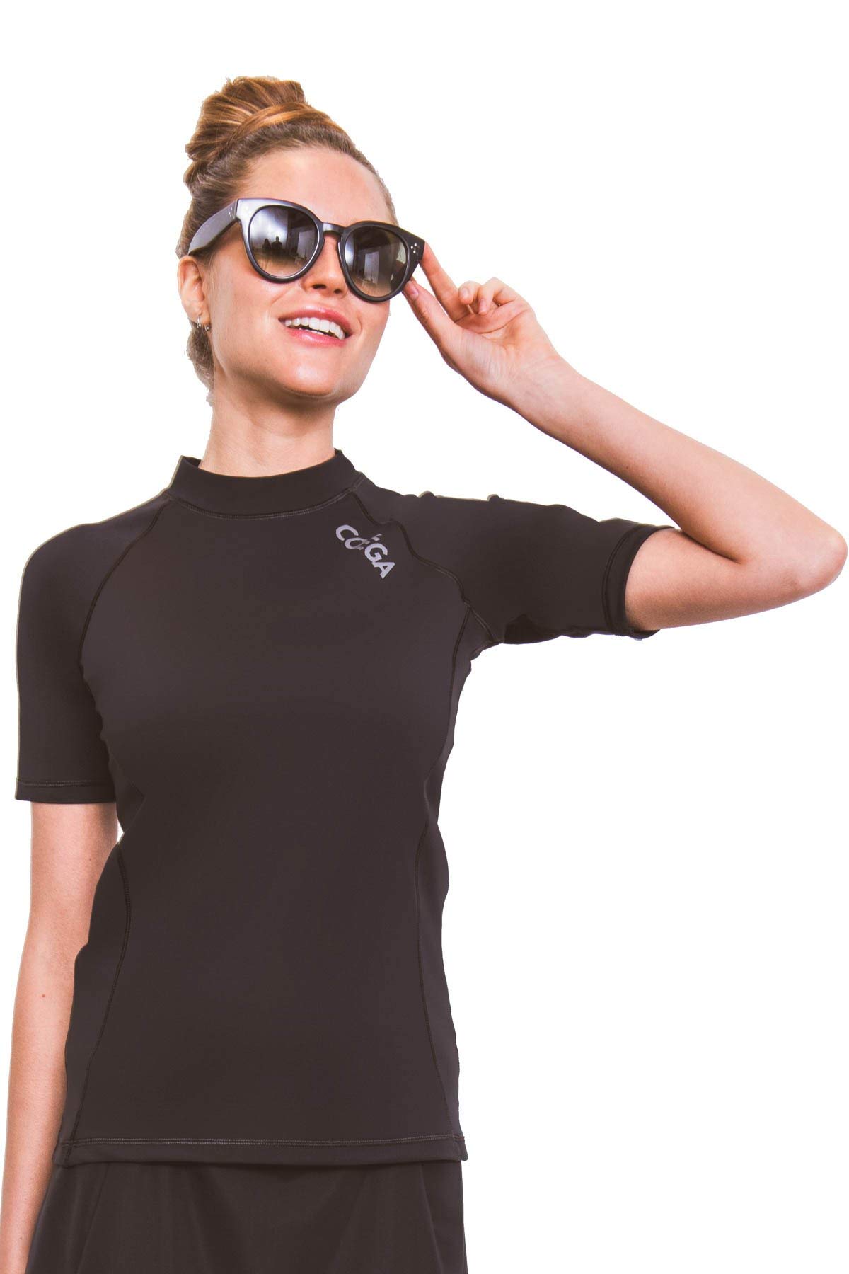 COÉGA SunwearLadies Short Sleeve Rash Guard, Black