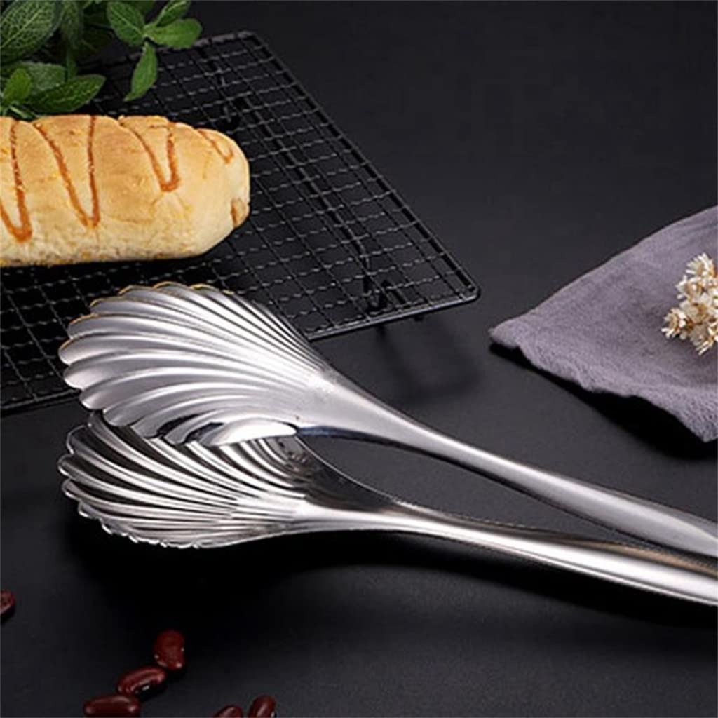 MRKU 2 Pinzas para Servir con Forma de Concha de Acero Inoxidable para cocinar Pan y Barbacoa.