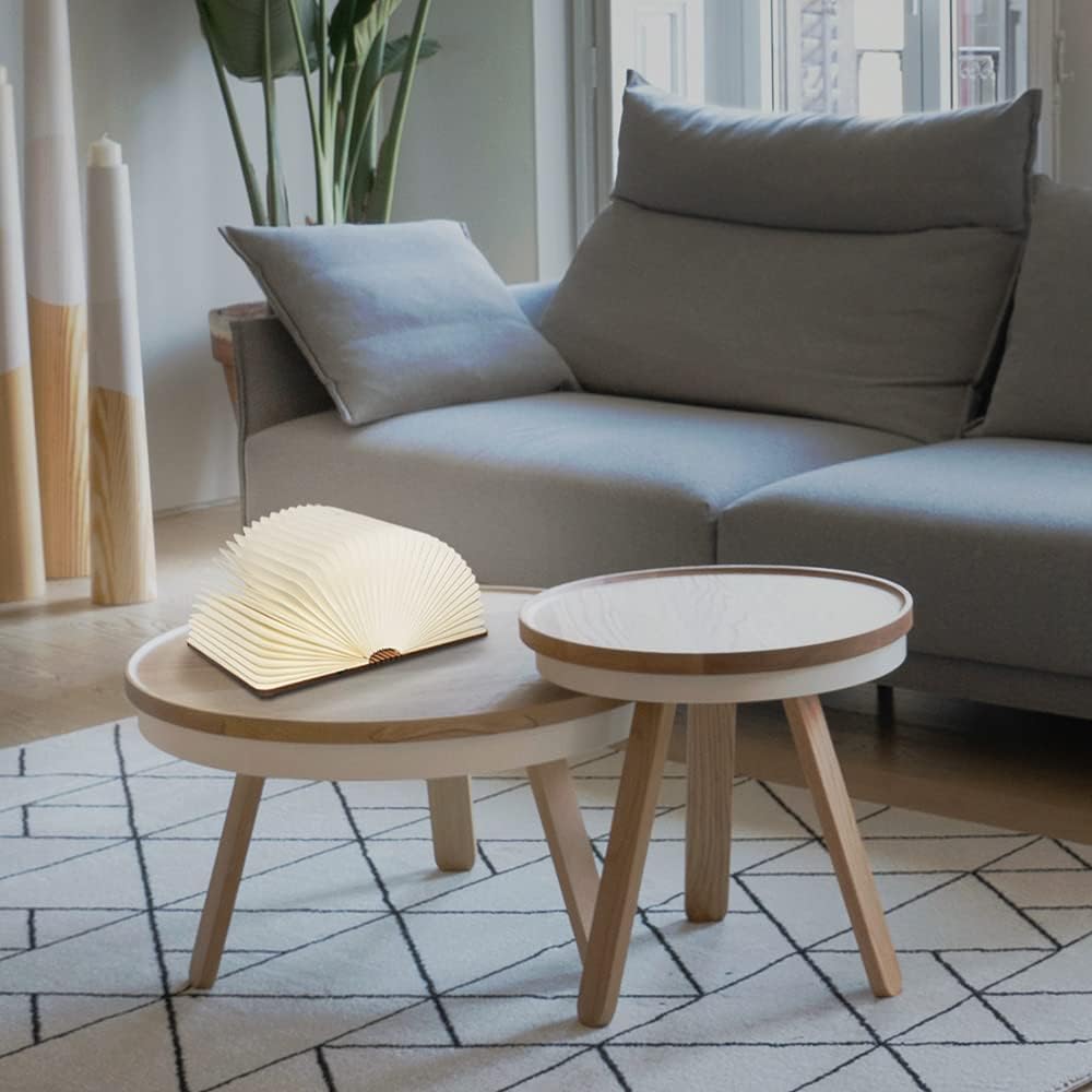 Catwalk Folding Book Lamp - Wooden Rechargeable Light - Smart Luminescent Book Shaped Lamp - Bosqueen Novelty Home & Office Décor - Foldable, Accordian Night Light for Booklovers.