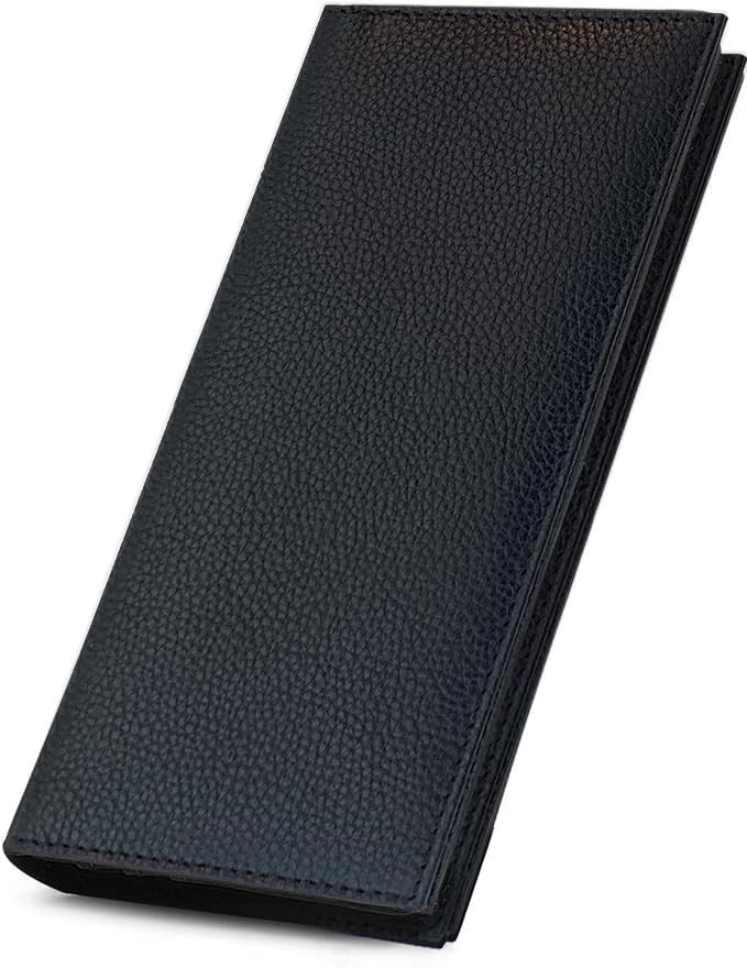 Black Basic Genuine Leather Checkbook Cover For Men & Women