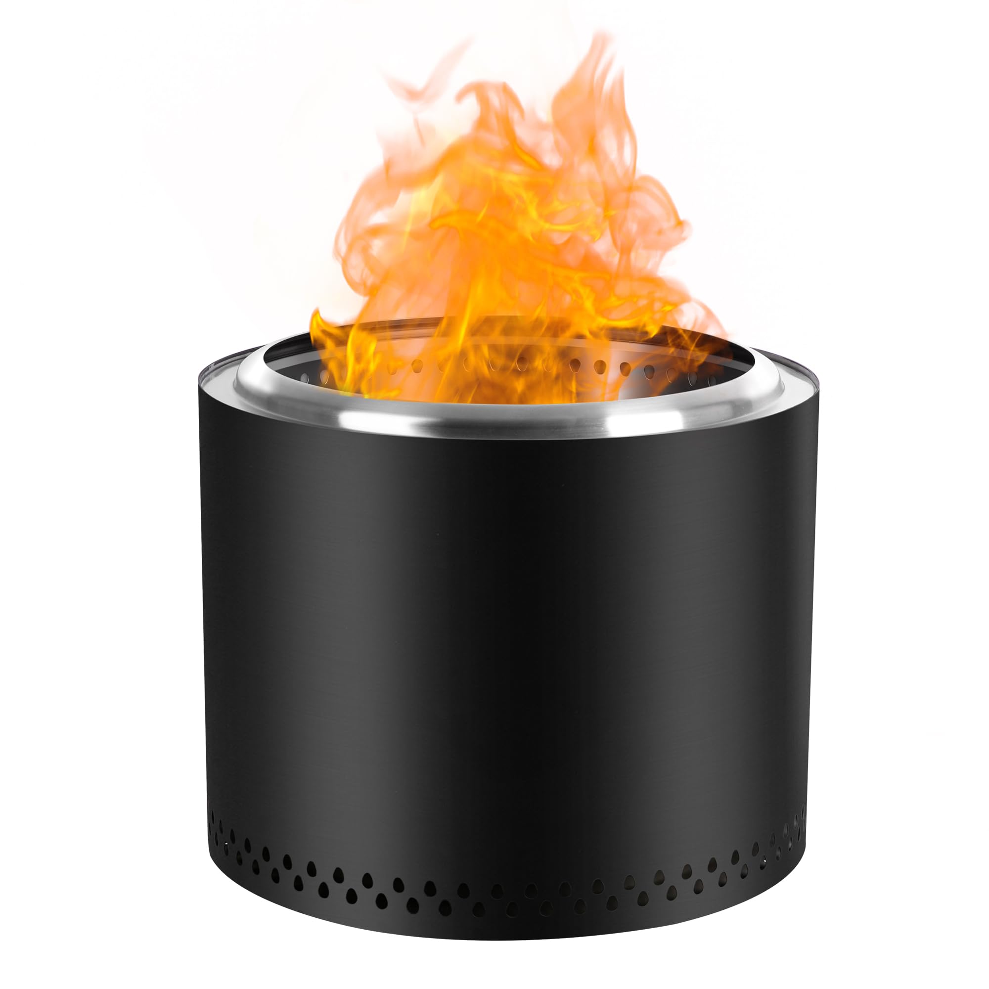 Red Mountain Valley 19'' Portable Wood Burning Smokeless Fire Pit with Removable Ash Pan, Outdoor Fireplaces for Camping Bonfire, Stainless Steel Firepits for Outside, Black