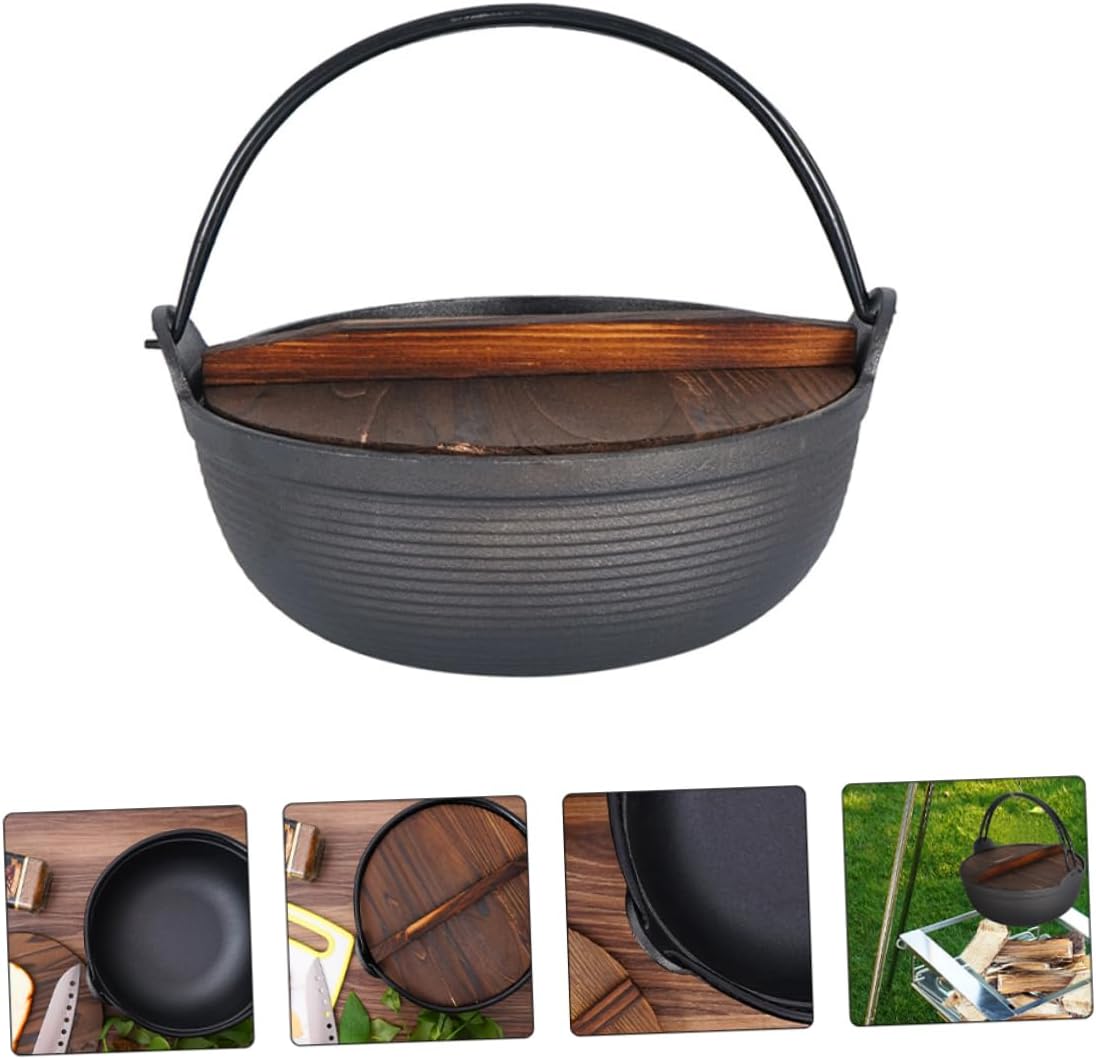 VICASKY 1set Outdoor Cast Soup Pot for Camping Cooking Non-stick Heavy-duty Cookware for Stewing and Boiling for Outdoor Cooking and Picnics
