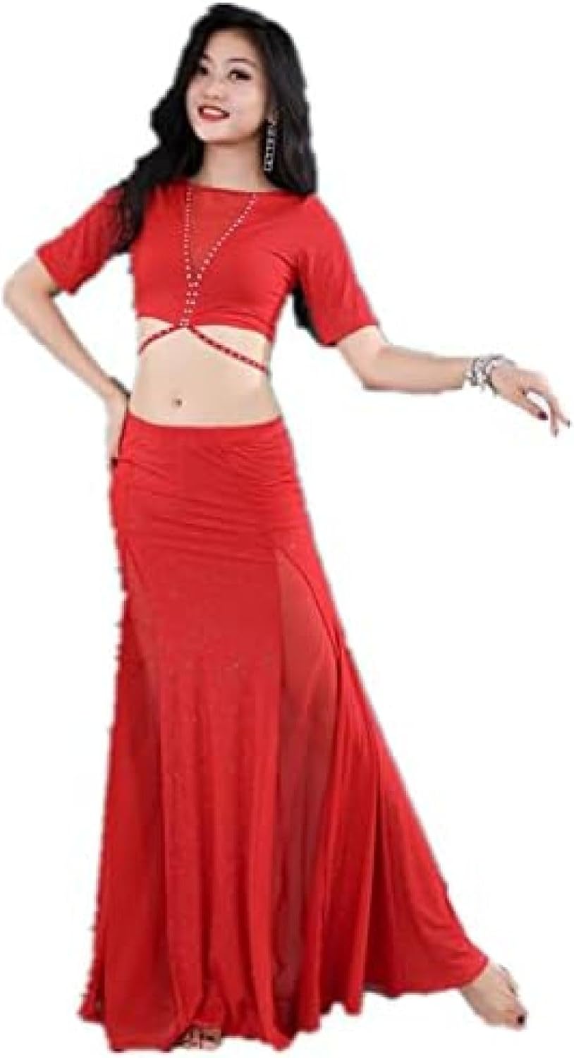 一度使用 極美品♥ベリーダンス衣装セットアップ♥レッド 社交ダンス Amazon.co.jp: [売店] ベリーダンス 衣装 セット トップス