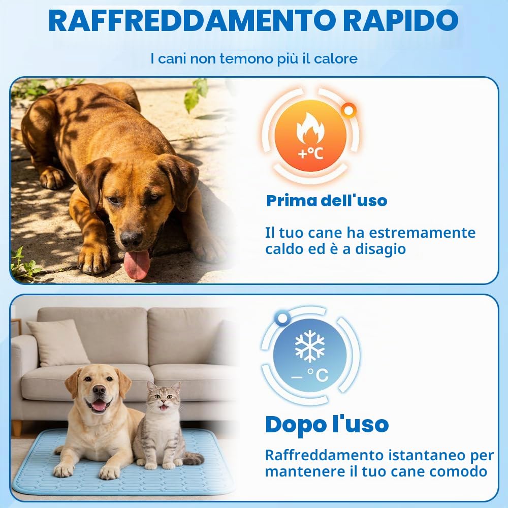 Tappetino refrigerante per cani XL (100 x 70 cm), Grande tappetino di raffreddamento per cani, Tappetino rinfrescante per gatti lavabile, Tappetino rinfrescante pieghevole per cani, Tappetino