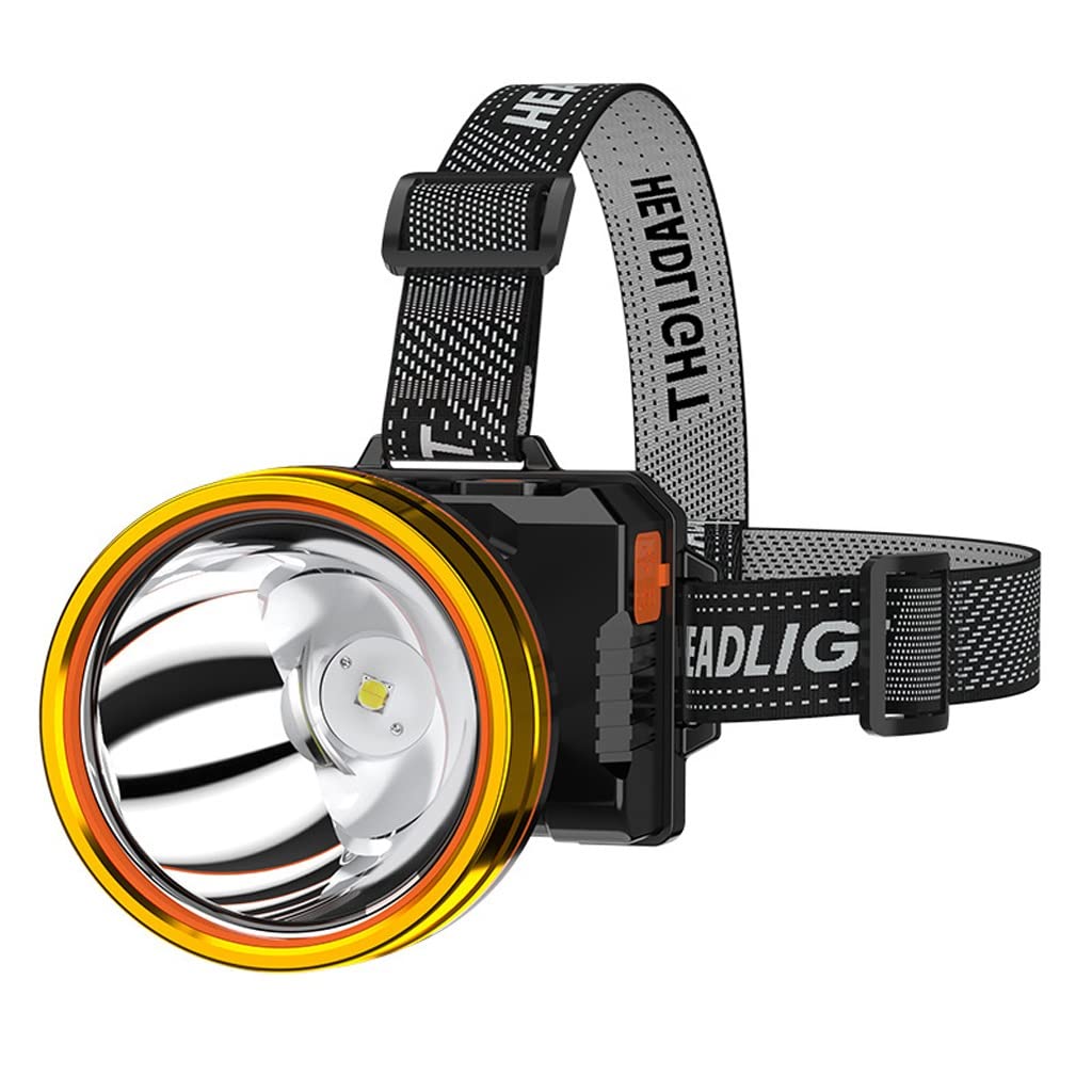 OYYMTE High-Power Lithium Battery Charging Night Fishing Induction Headlight Led Miner's Lamp Head-Mounted Torch Outdoor Strong Light(Yellow Light)