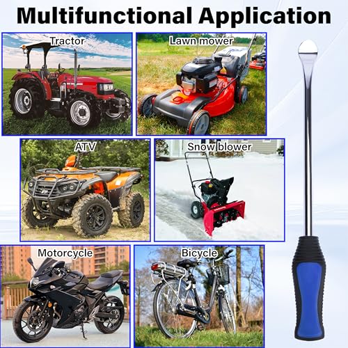 Image of 12.2 Inch Tire Spoons, Dirt Bike Tire Changing Tools, Tire Changing Kit, Tire Removal Tool, with Rim Protector, Valve Tool, Valve Cores and Caps, for Motorcycle /Lawn Mower /Tractor /Bicycle (Blue)
