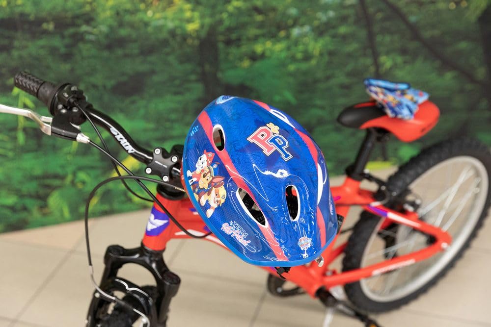 TataWay - Casque de vélo Enfant, Graphique Paw Patrol, Réglable 52-56 cm, Fermeture à Clip, Bleu, Taille 52-56 cm, Plastique